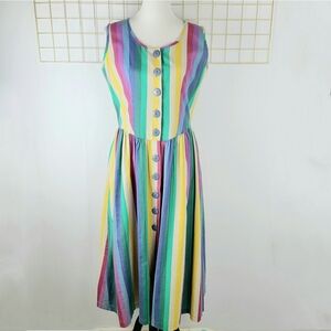 Styleworks Stripe Made in USA Midi Cotton Blend Vintage Dress
